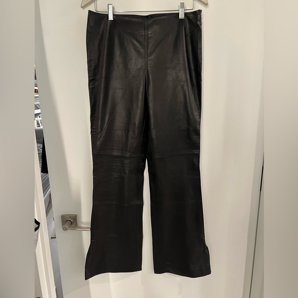 Dana Buchman Black Leather Pants Women  size 8